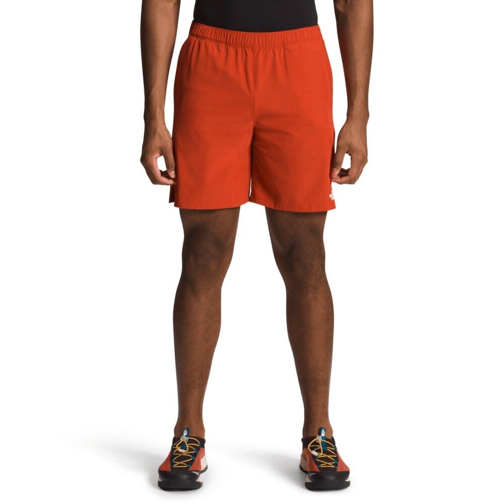 The North Face Men's S Athletic Shorts Orange Elastic Waist NWT Hiking Running